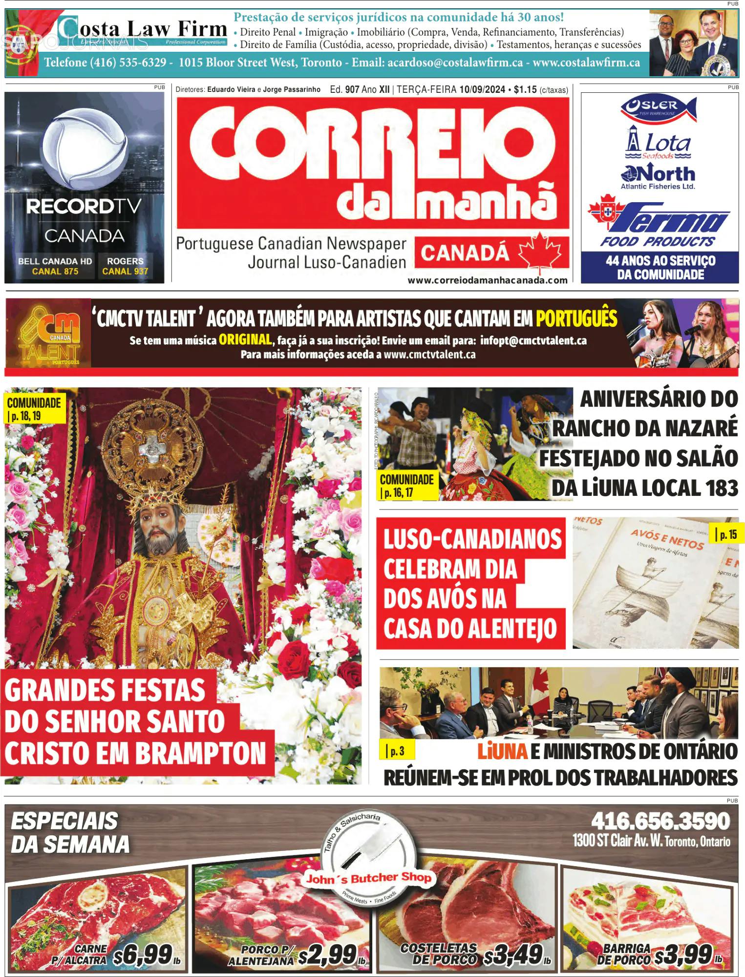 Capa Correio da Manhã-Canada