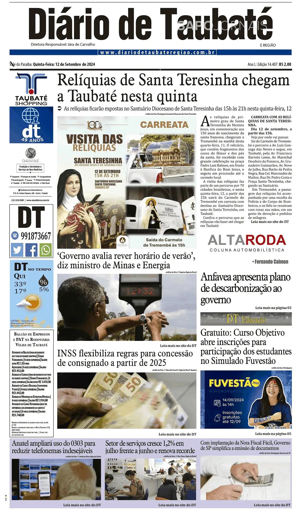 Capa Diário de Taubaté