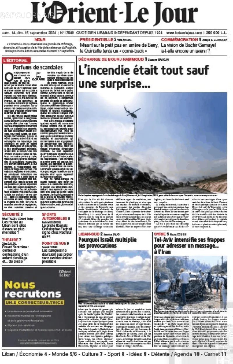 Capa L'orient le jour