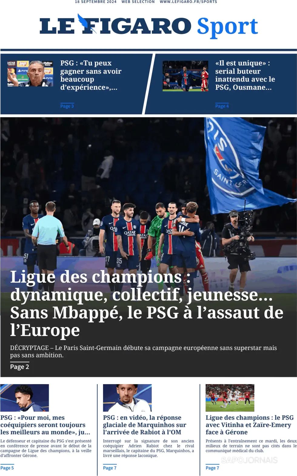 Capa Le Figaro Sport