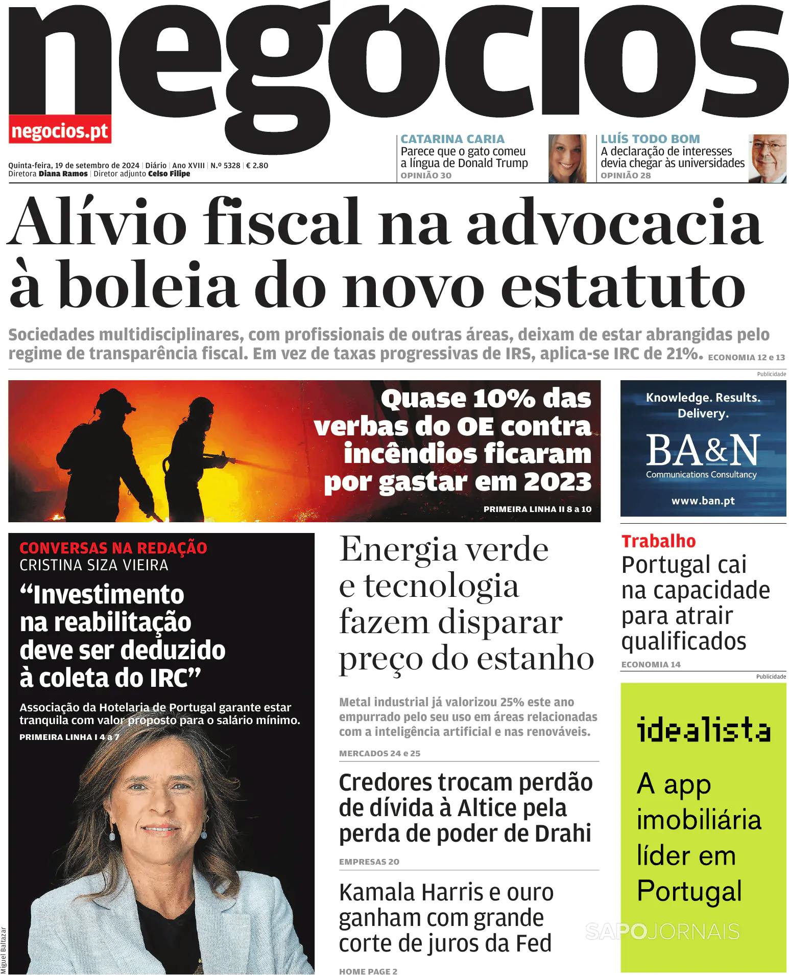 Capa Jornal de Negócios