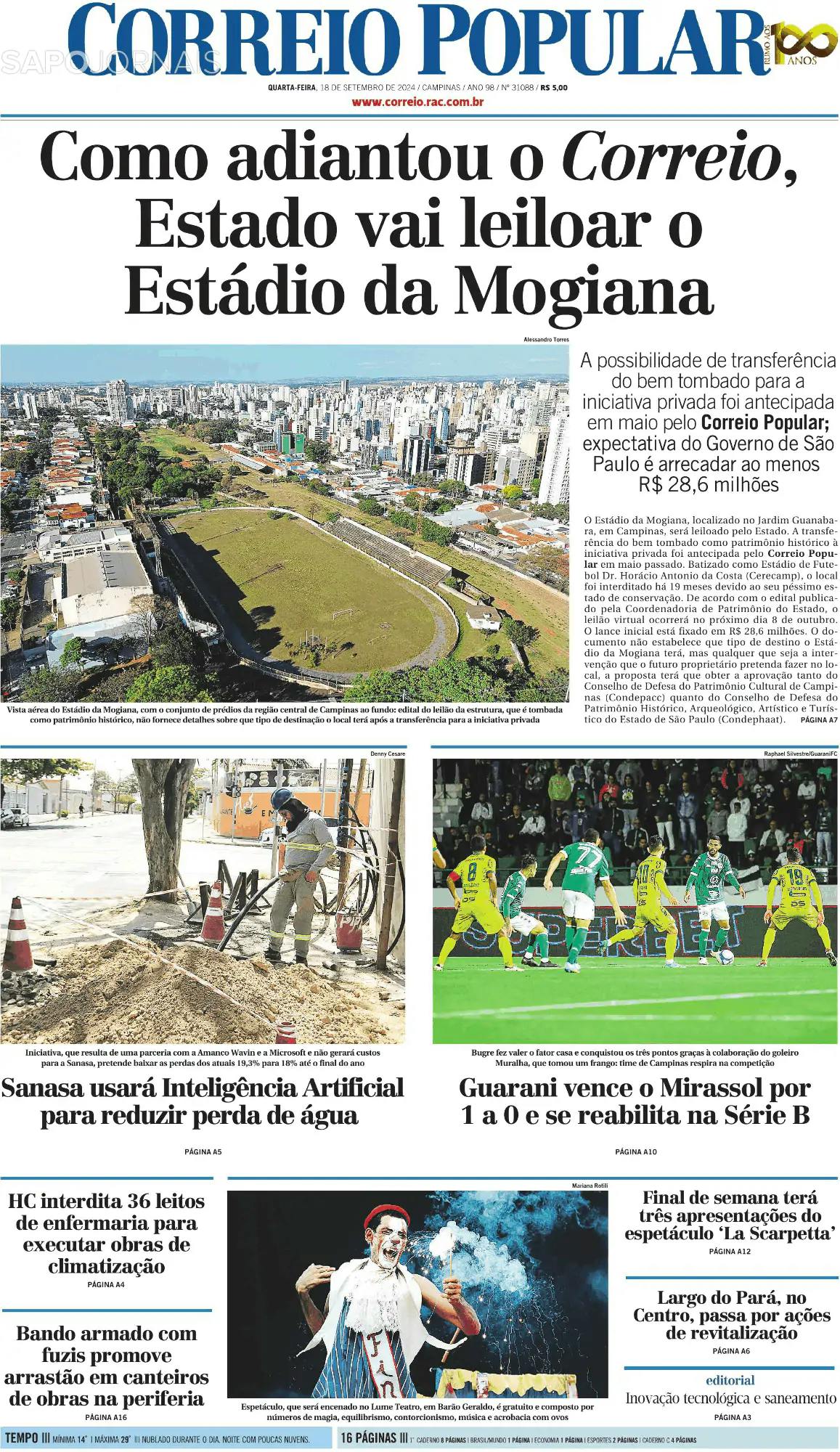 Capa Correio Popular