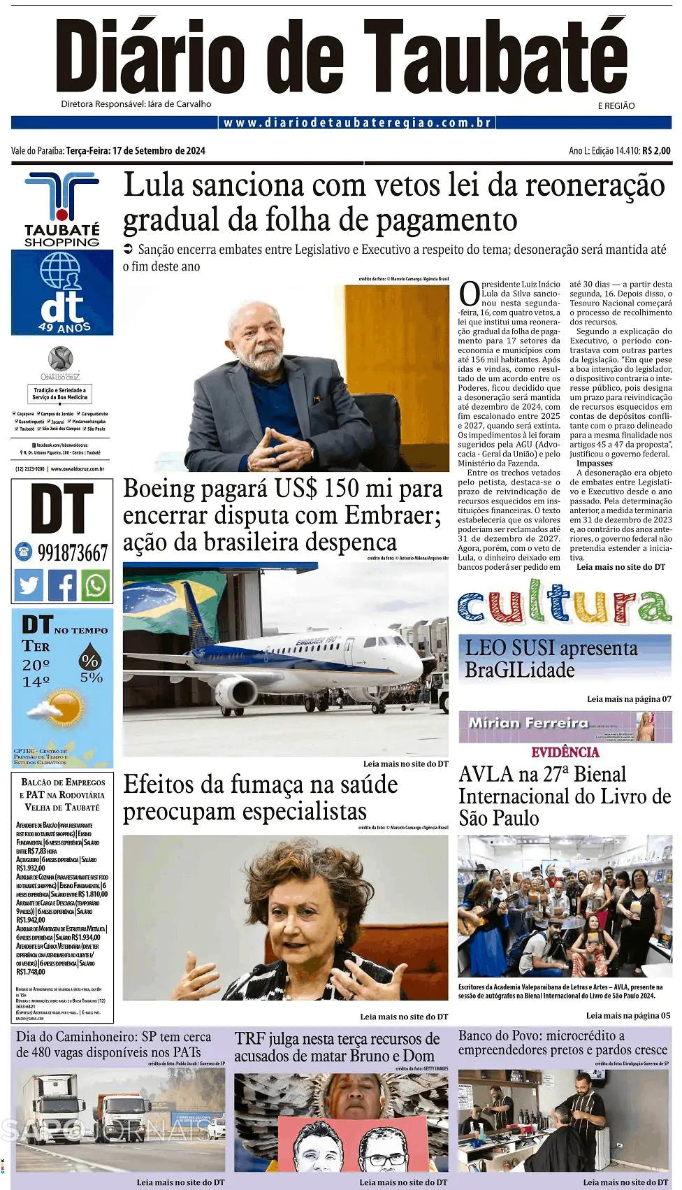 Capa Diário de Taubaté