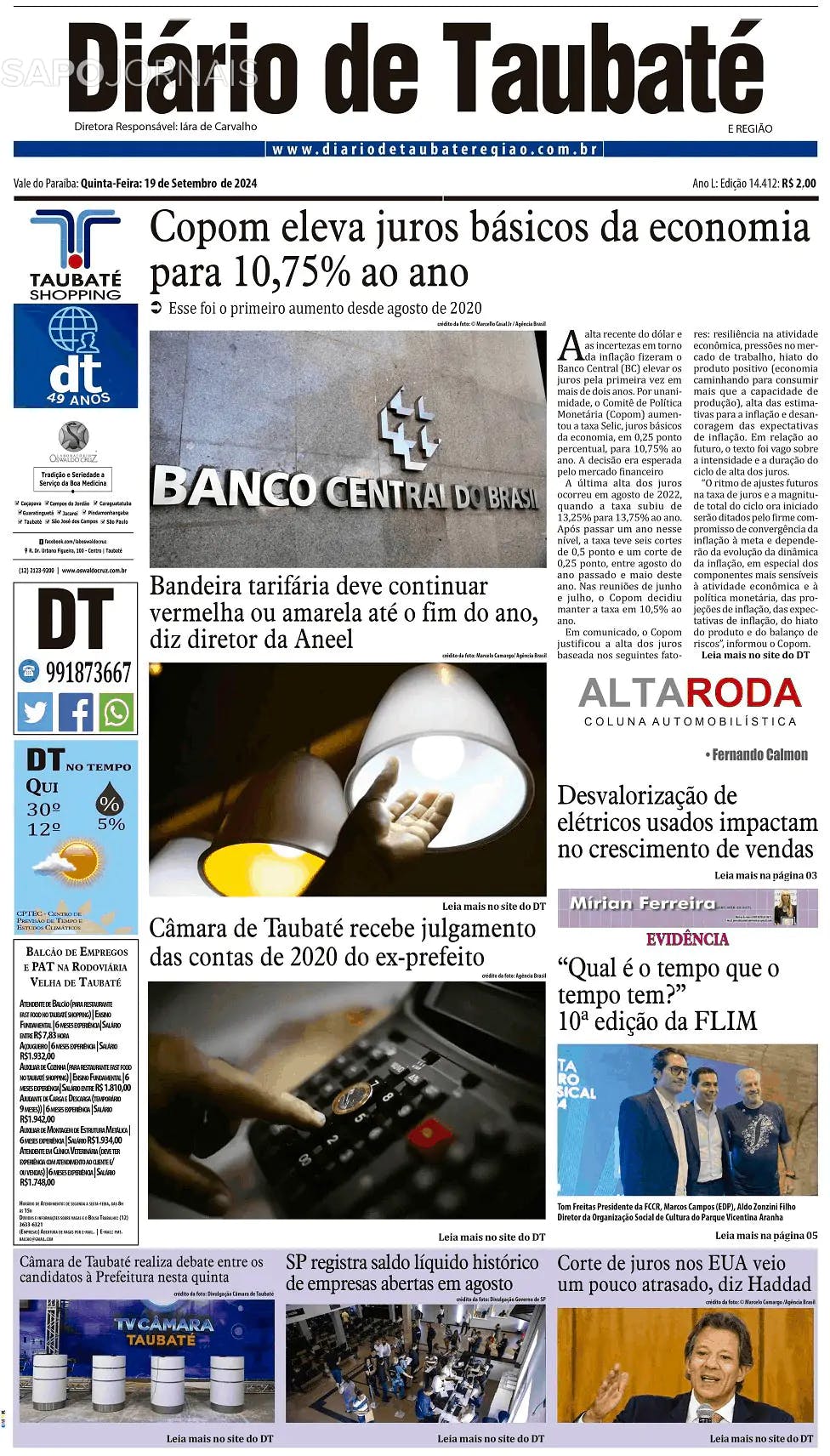 Capa Diário de Taubaté