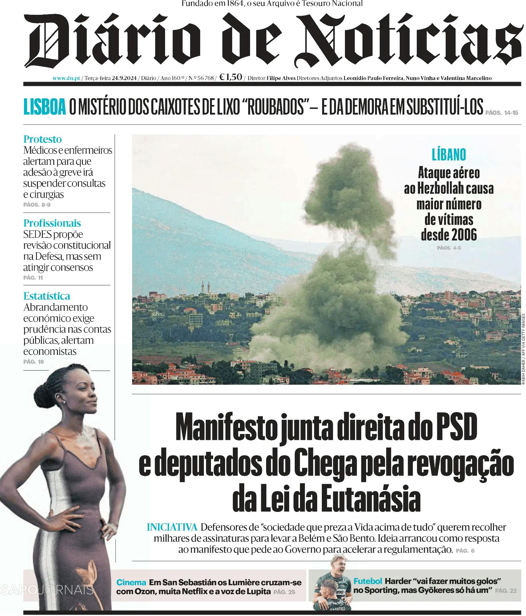 Capa Diário de Notícias