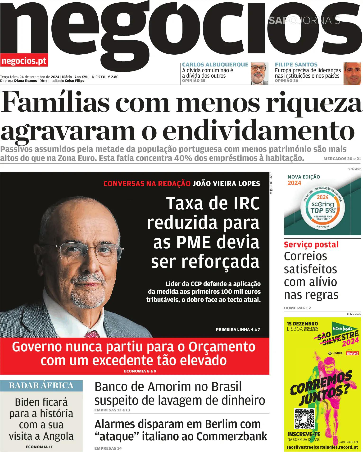 Capa Jornal de Negócios