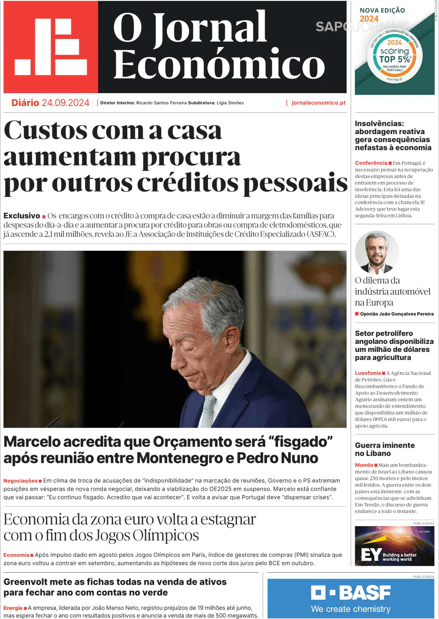 Capa O Jornal Económico