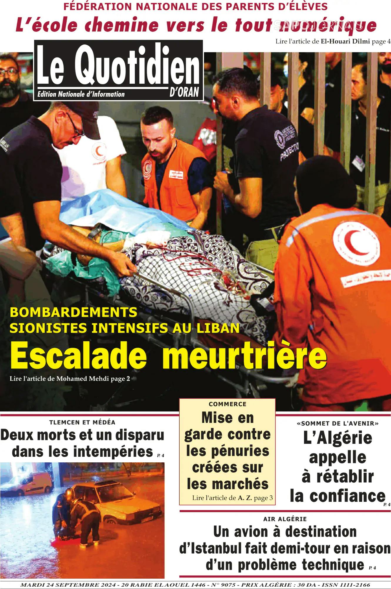 Capa Le Quotidien D’Oran