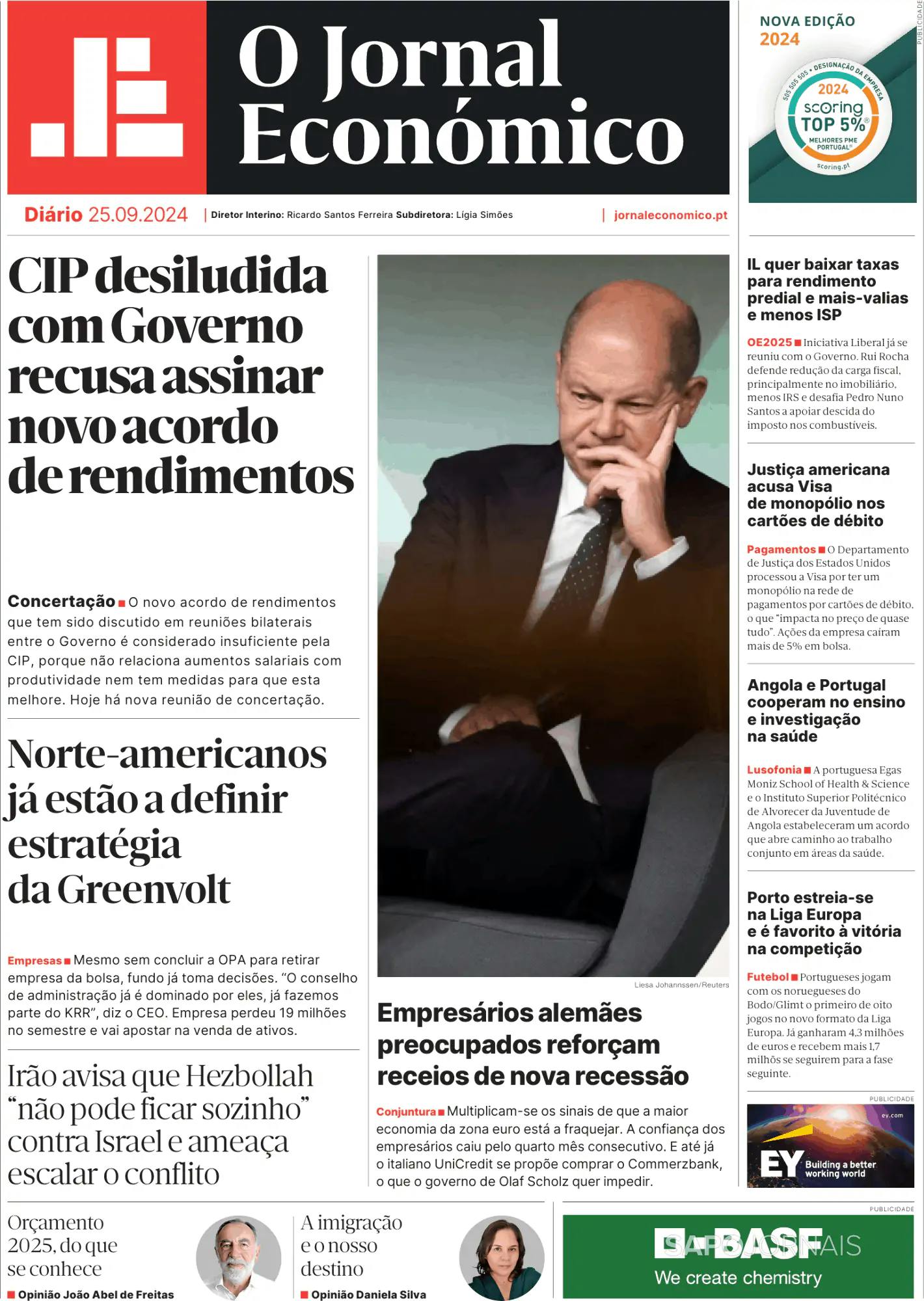 Capa O Jornal Económico