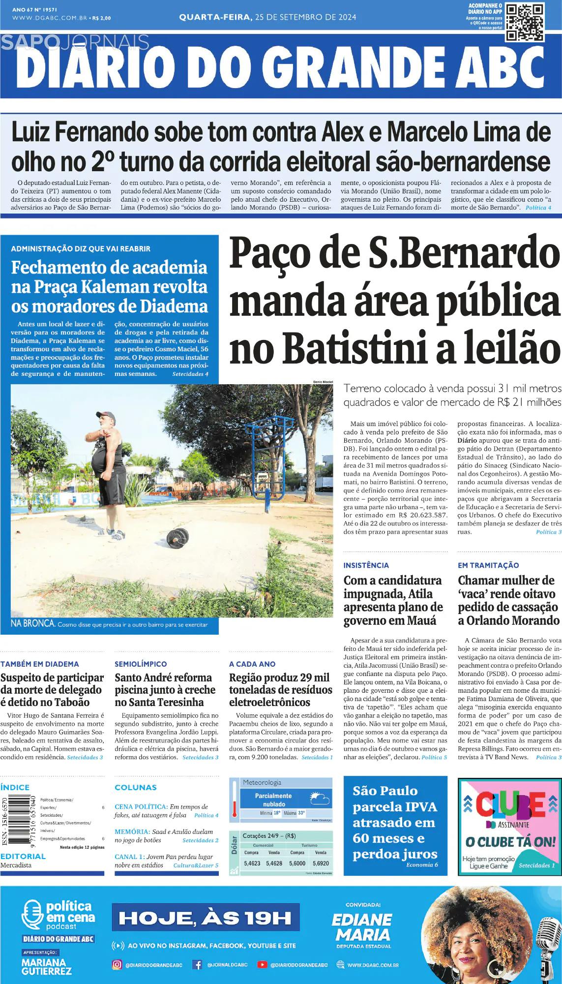 Capa Diário do Grande ABC