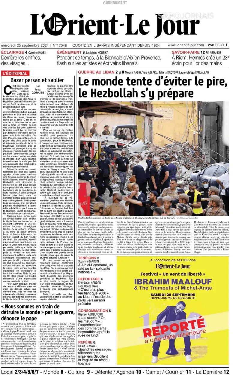 Capa L'orient le jour