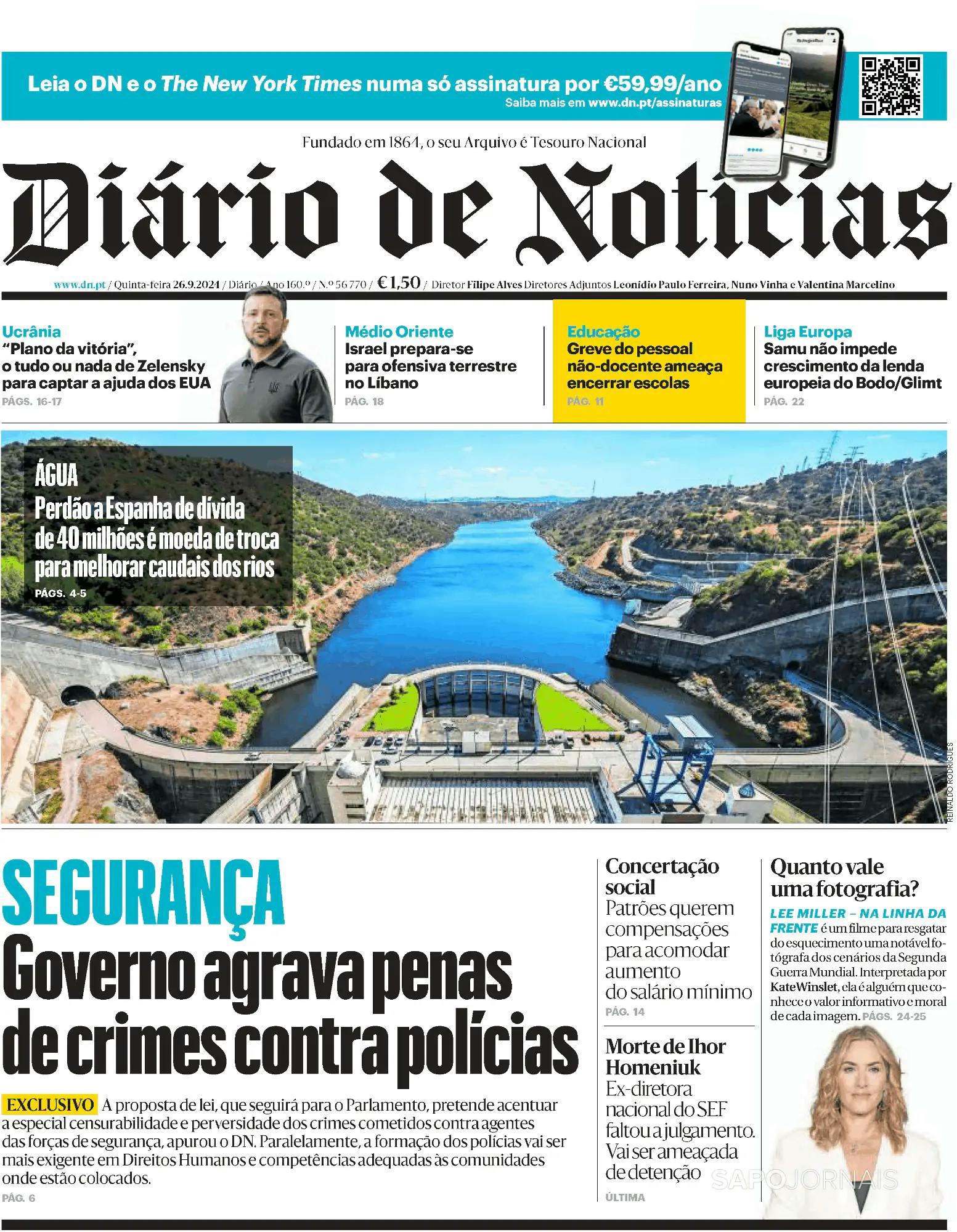 Capa Diário de Notícias