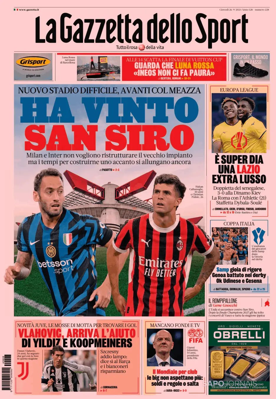 Capa Gazzetta dello Sport