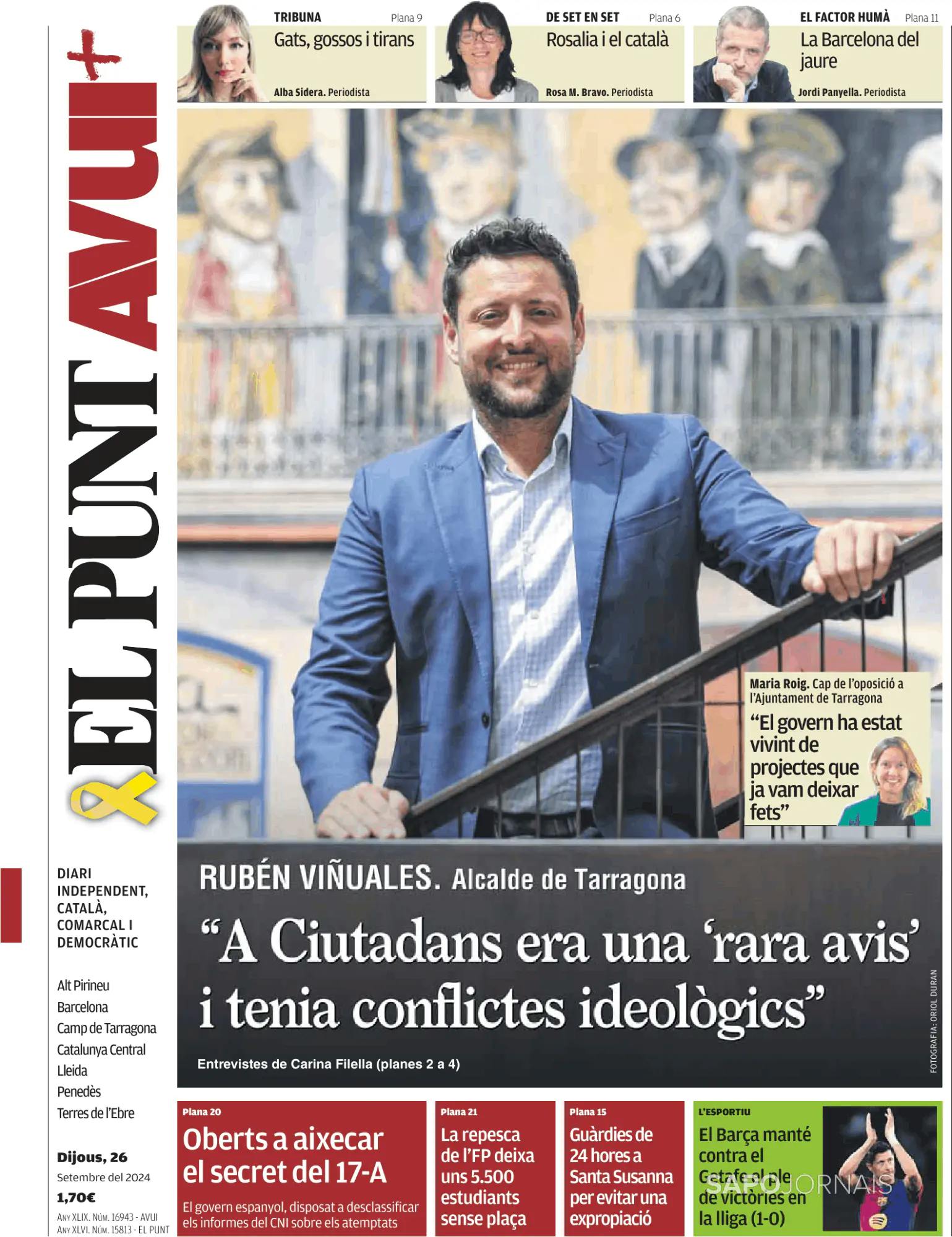 Capa El Punt Avui | Edició Catalunya