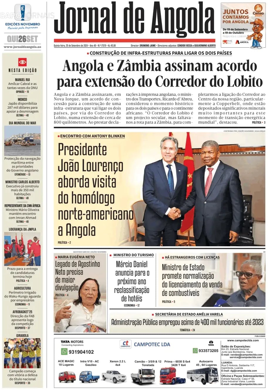 Capa Jornal de Angola