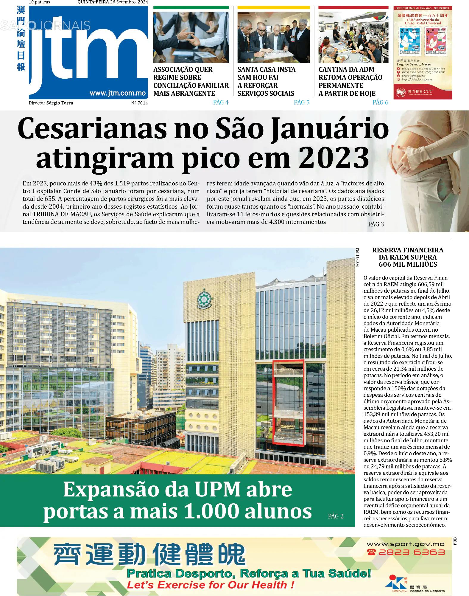 Capa Jornal Tribuna de Macau