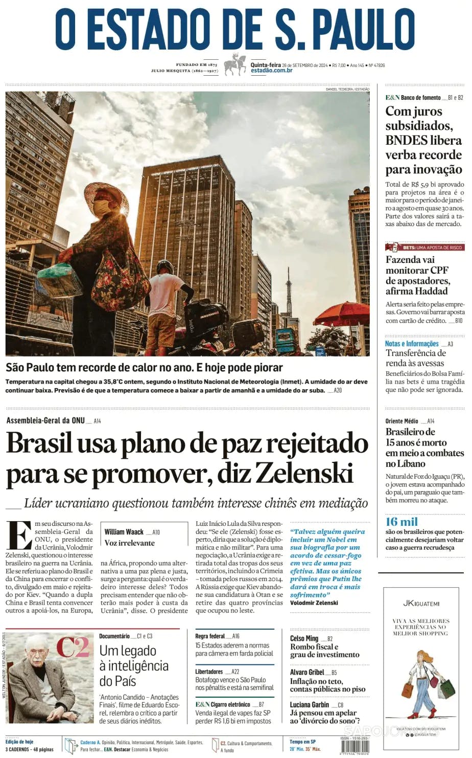 Capa O Estado de S. Paulo