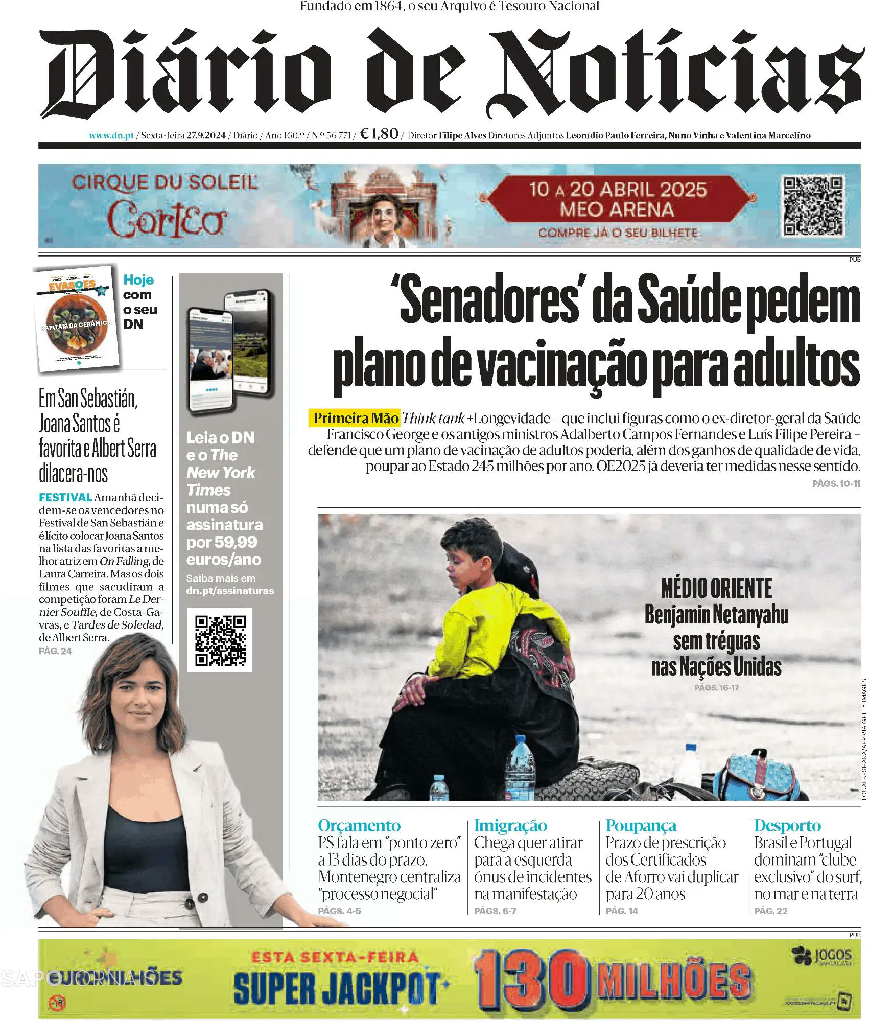 Capa Diário de Notícias