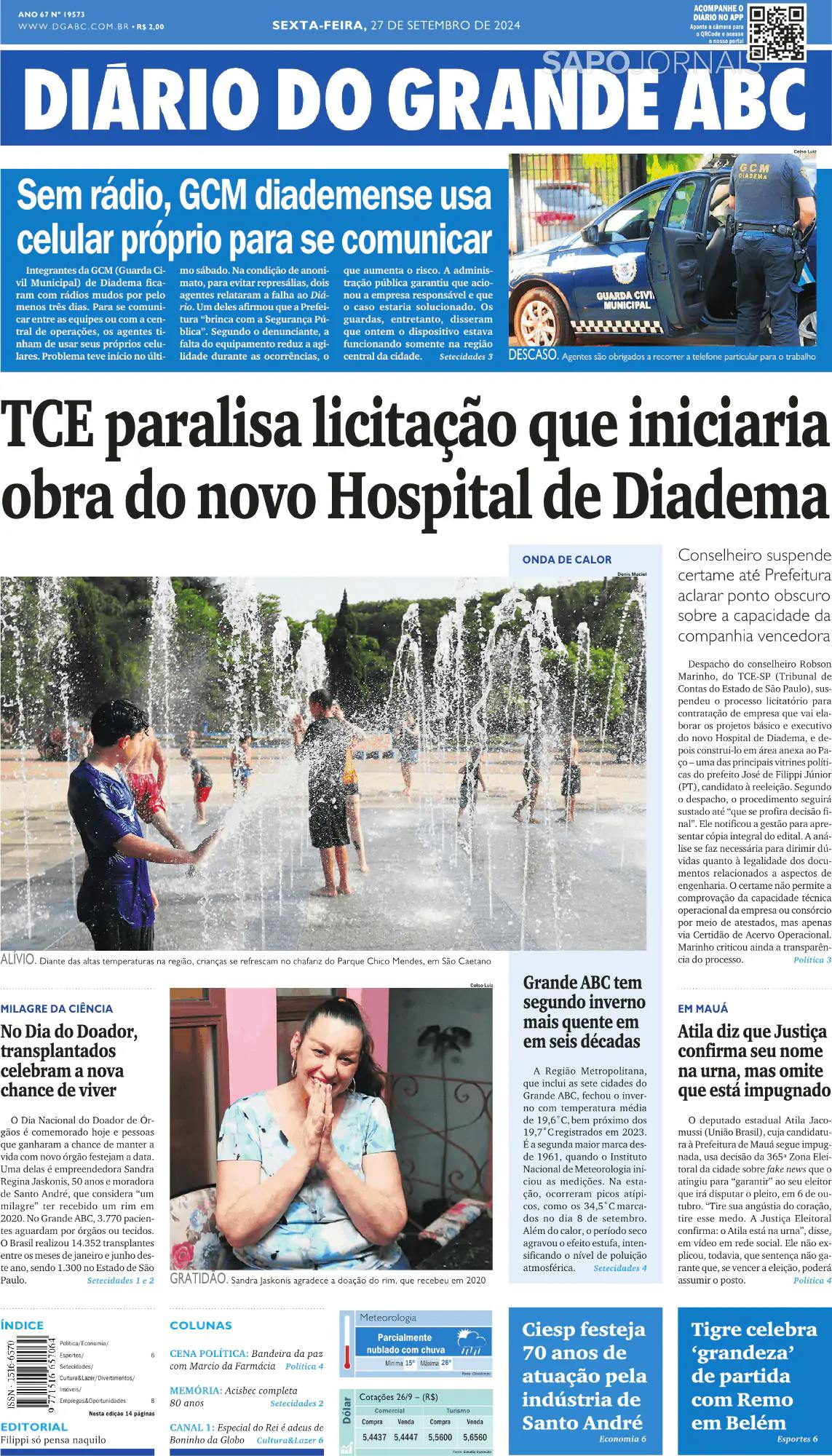 Capa Diário do Grande ABC