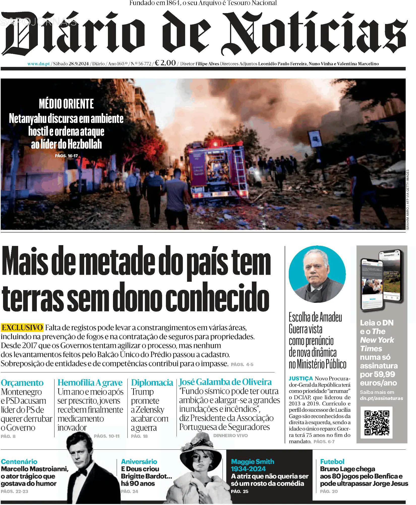 Capa Diário de Notícias