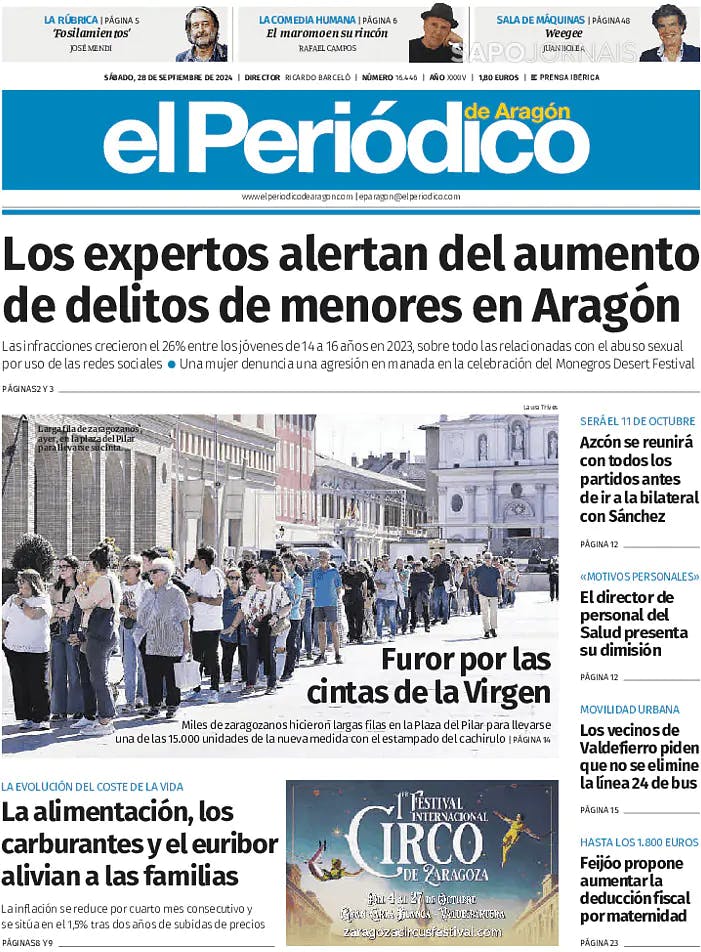 Capa El Periódico de Aragón