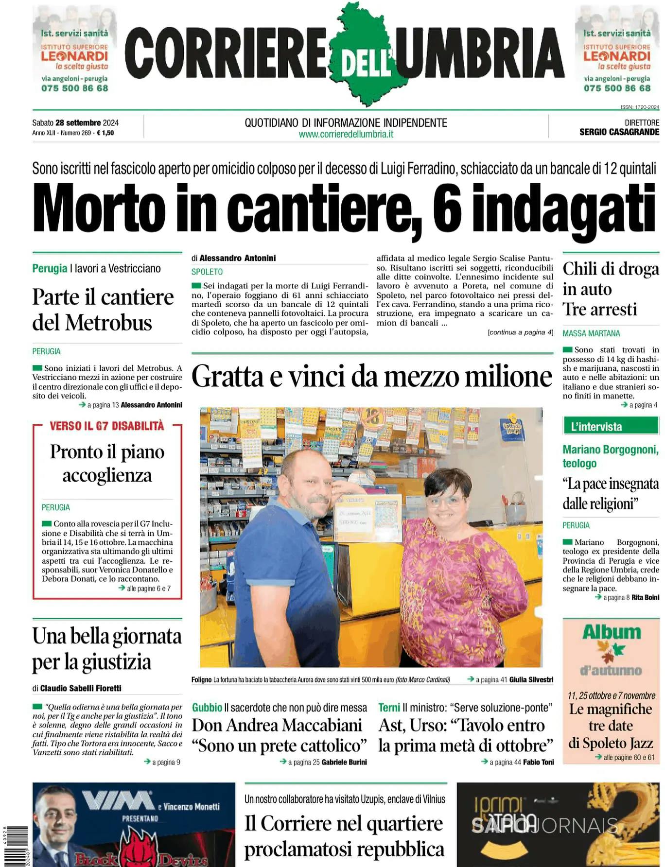 Capa Corriere dell'Umbria