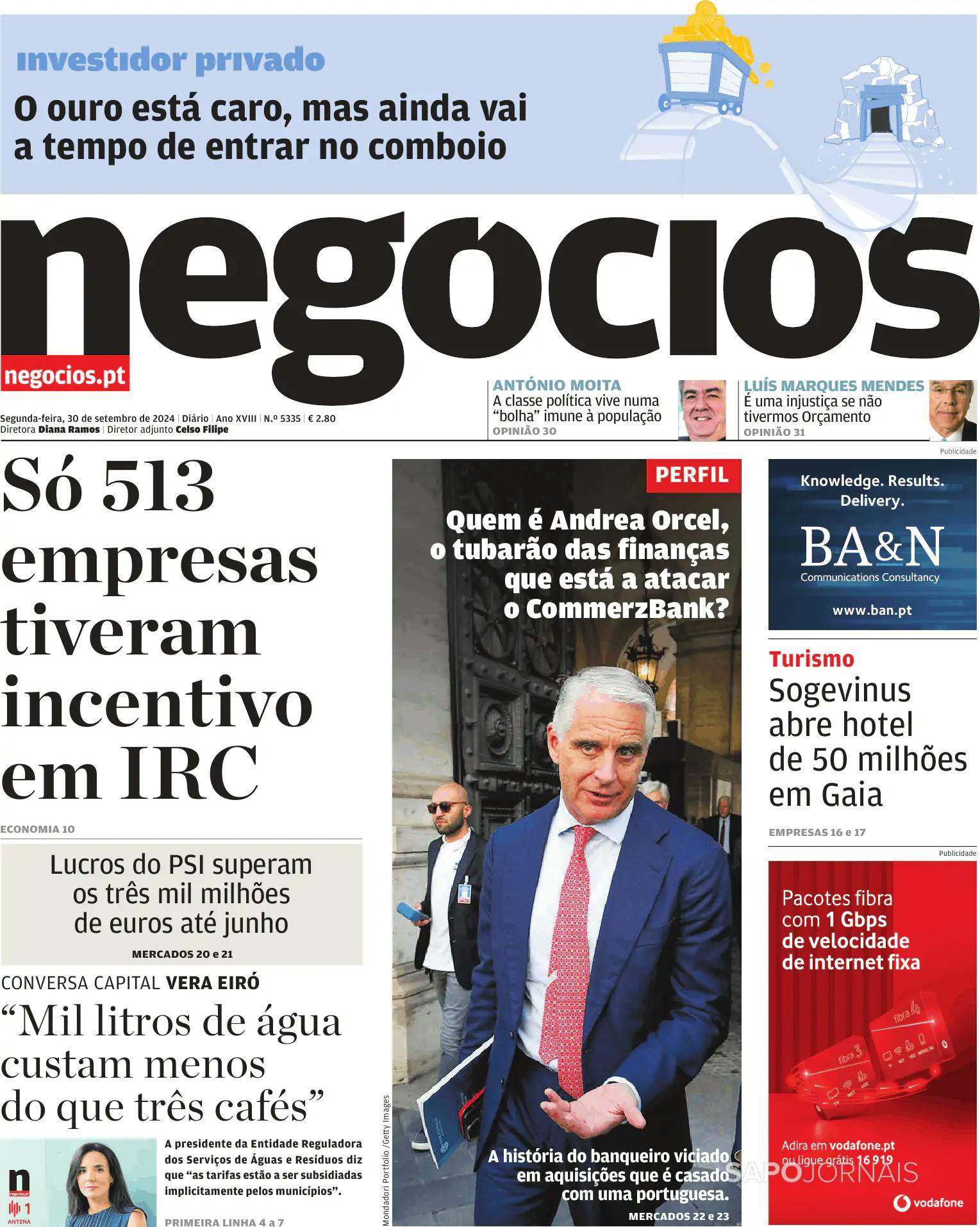 Capa Jornal de Negócios