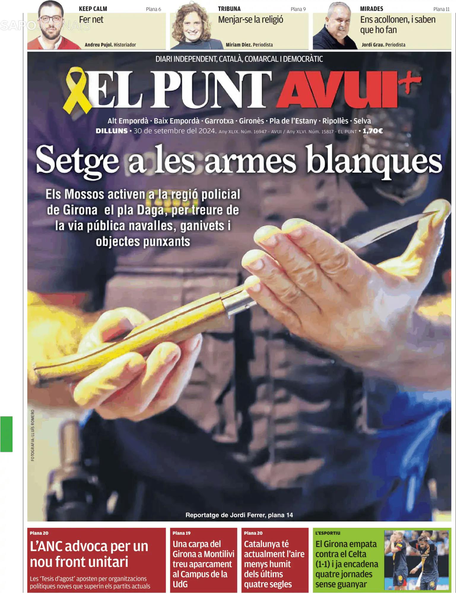 Capa El Punt Avui | Edició Girona