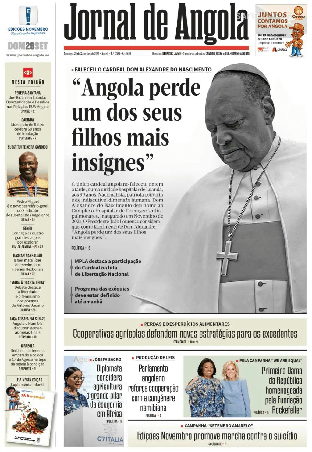 Capa Jornal de Angola