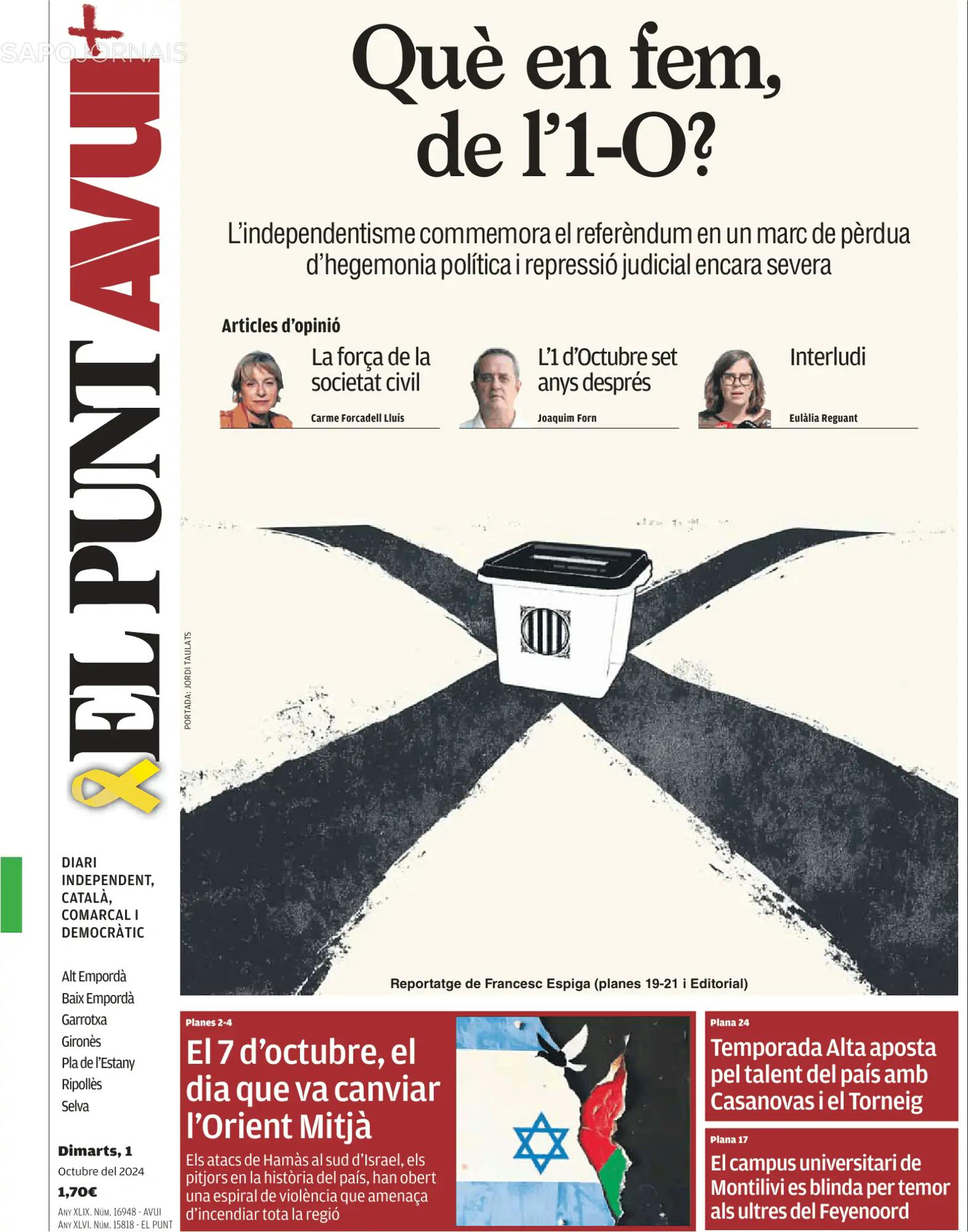 Capa El Punt Avui | Edició Girona