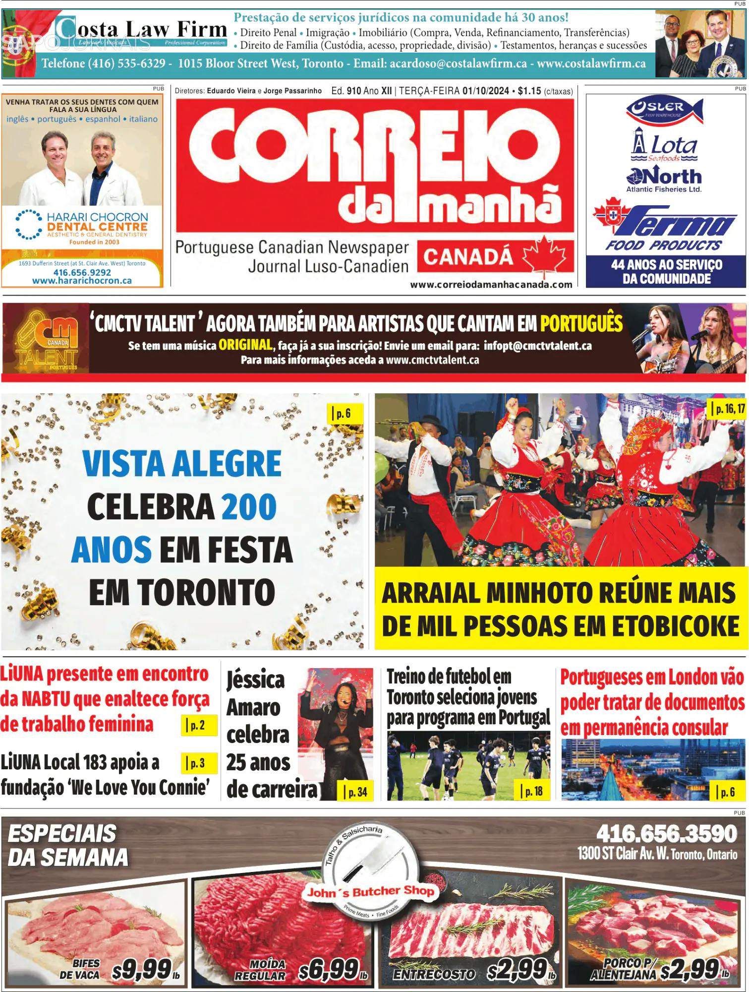 Capa Correio da Manhã-Canada