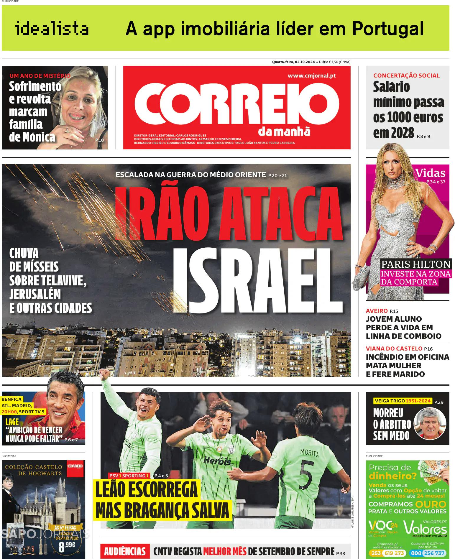 Capa Correio da Manhã