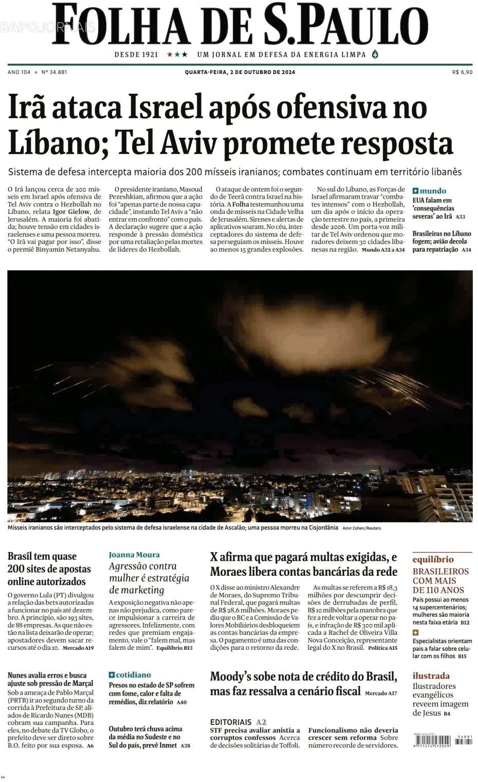 Capa Folha de S. Paulo