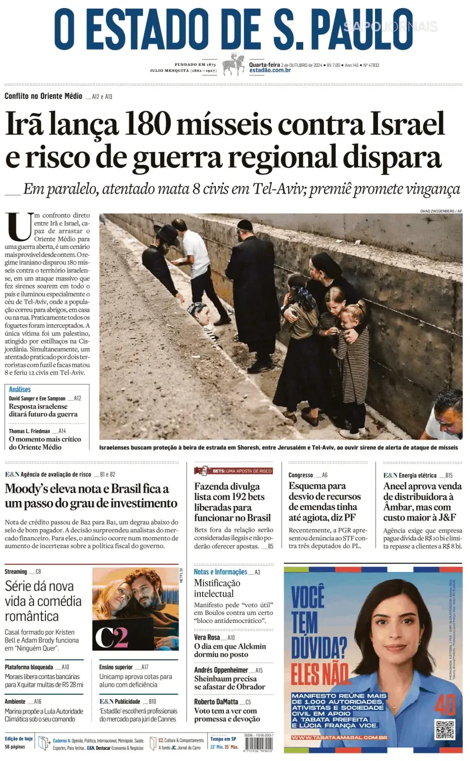 Capa O Estado de S. Paulo