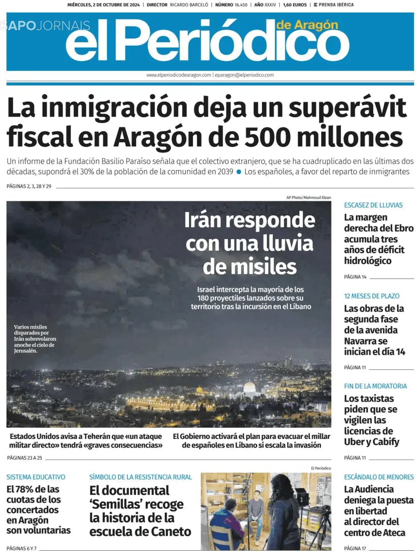 Capa El Periódico de Aragón