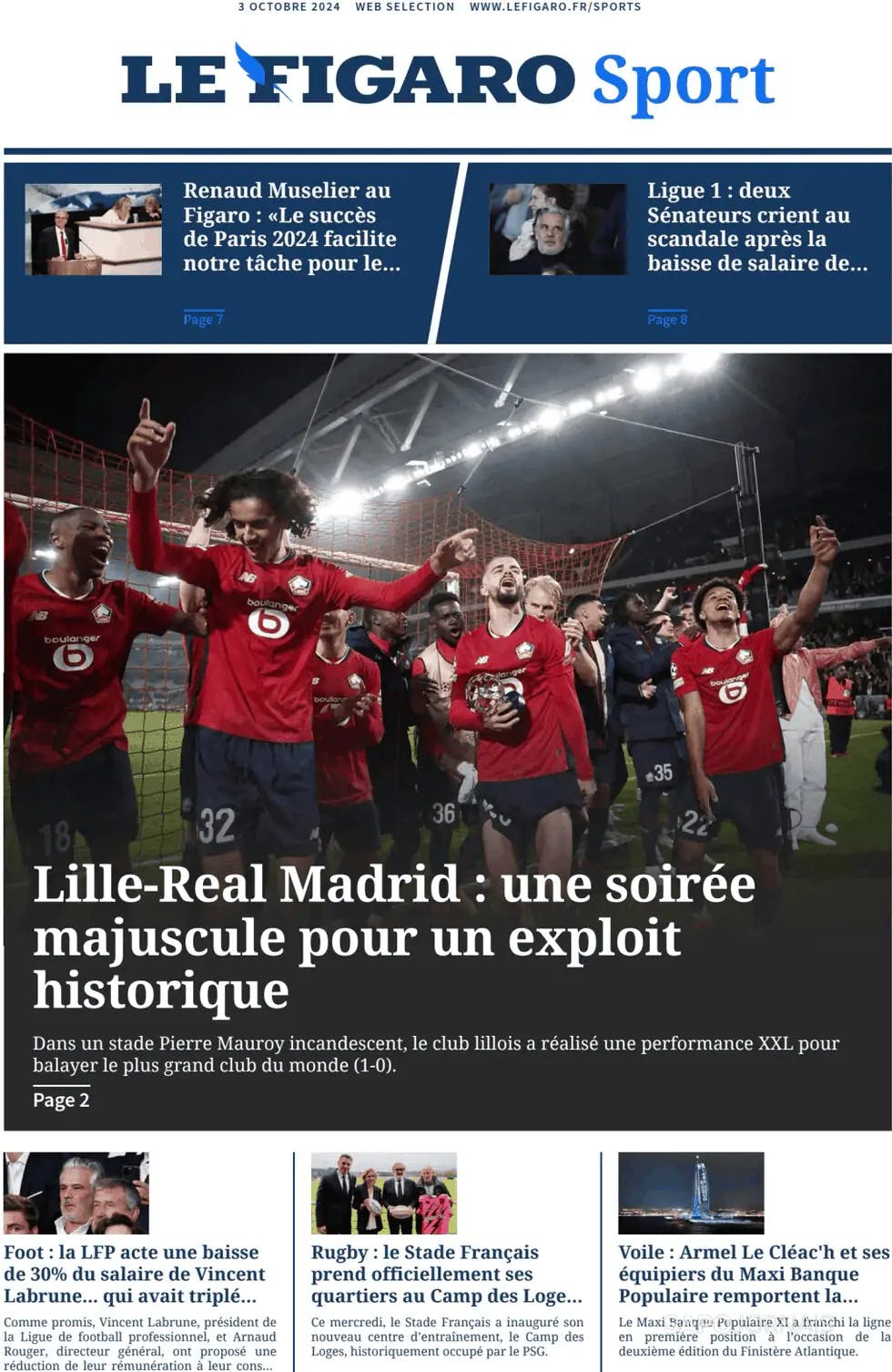 Capa Le Figaro Sport