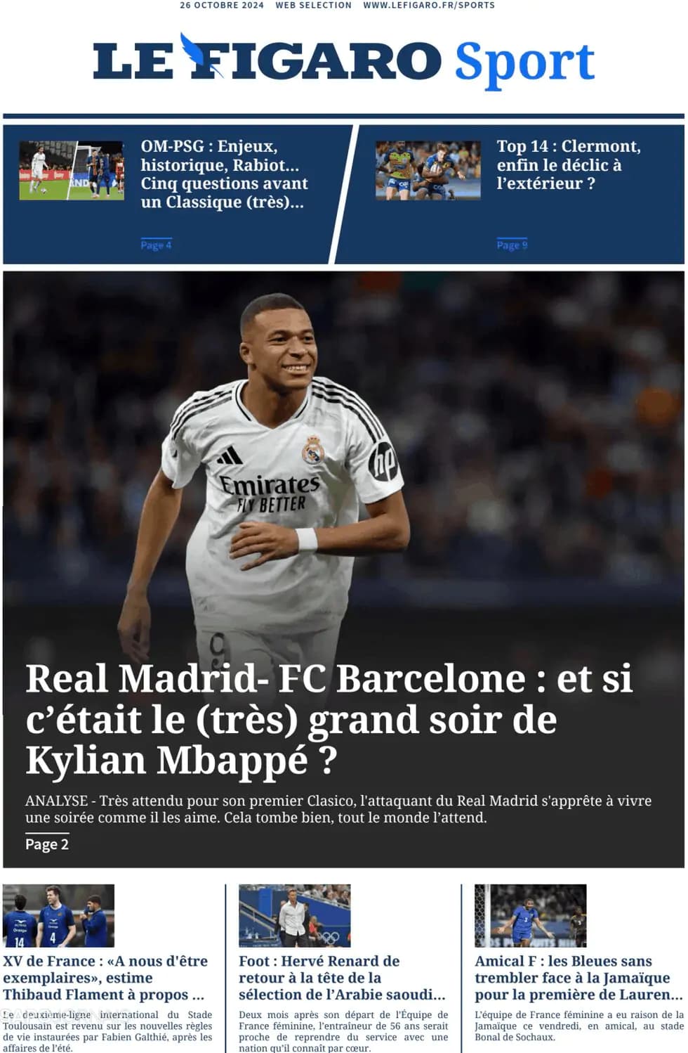 Capa Le Figaro Sport