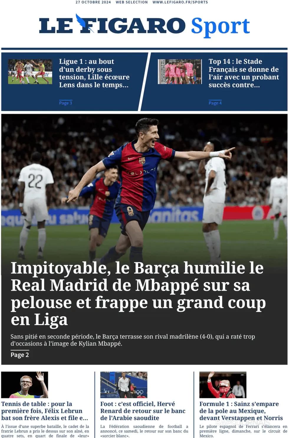 Capa Le Figaro Sport