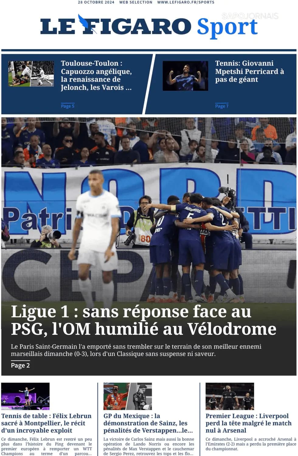 Capa Le Figaro Sport