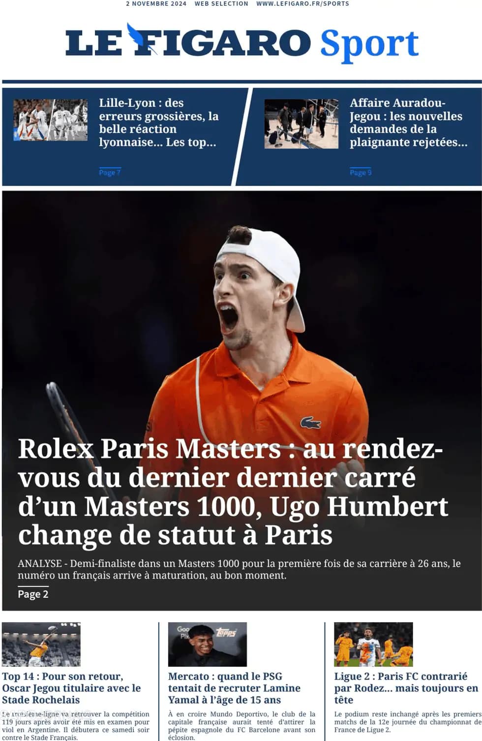 Capa Le Figaro Sport