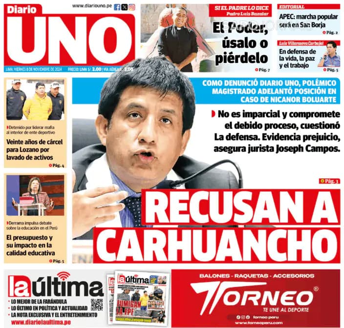 Capa Diario UNO - Lima Perú