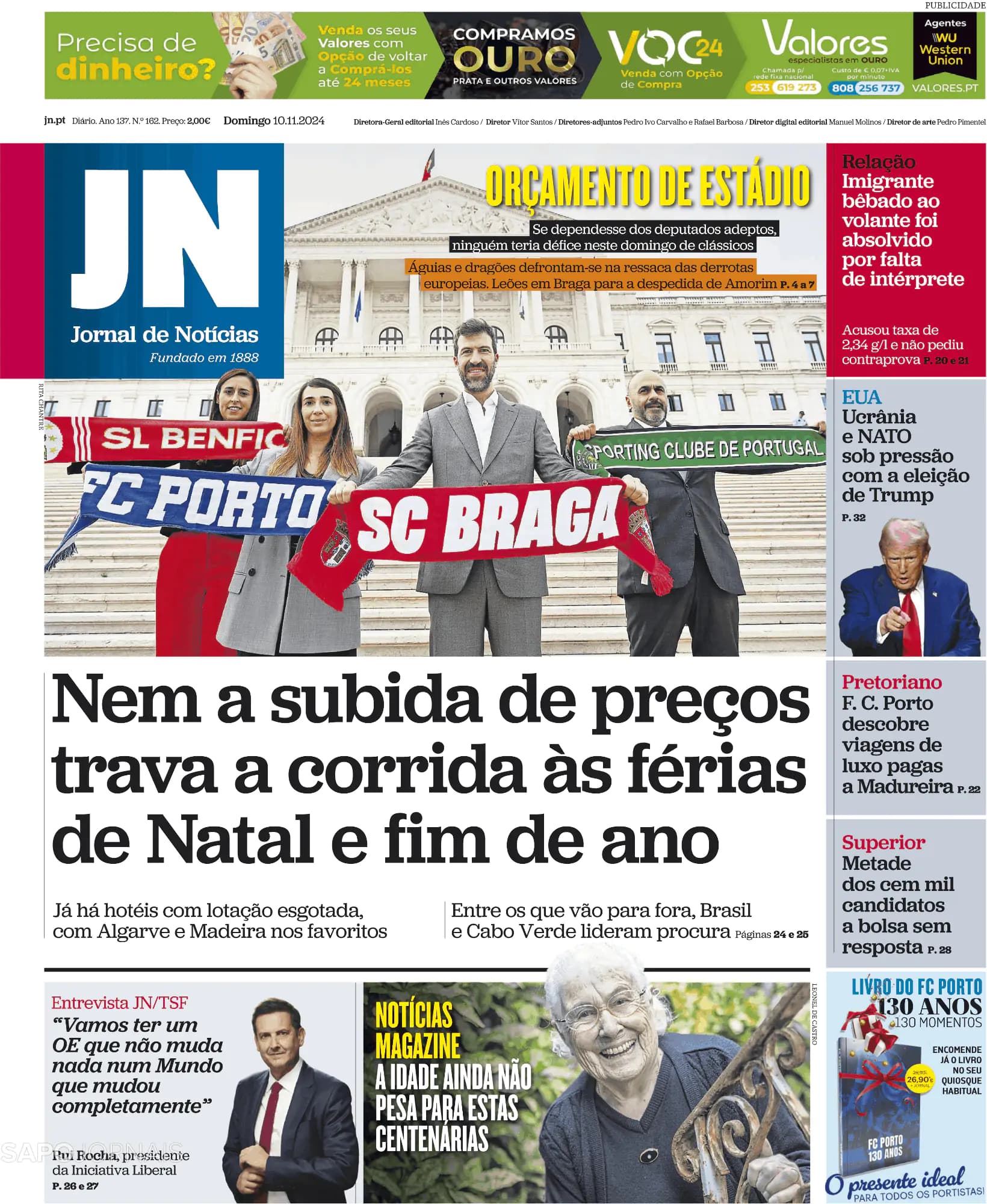 Capa Jornal de Notícias