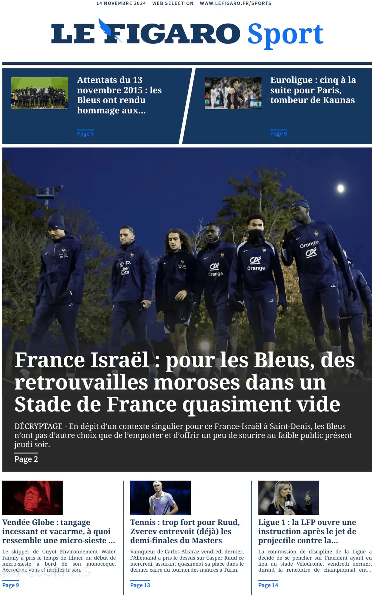 Capa Le Figaro Sport