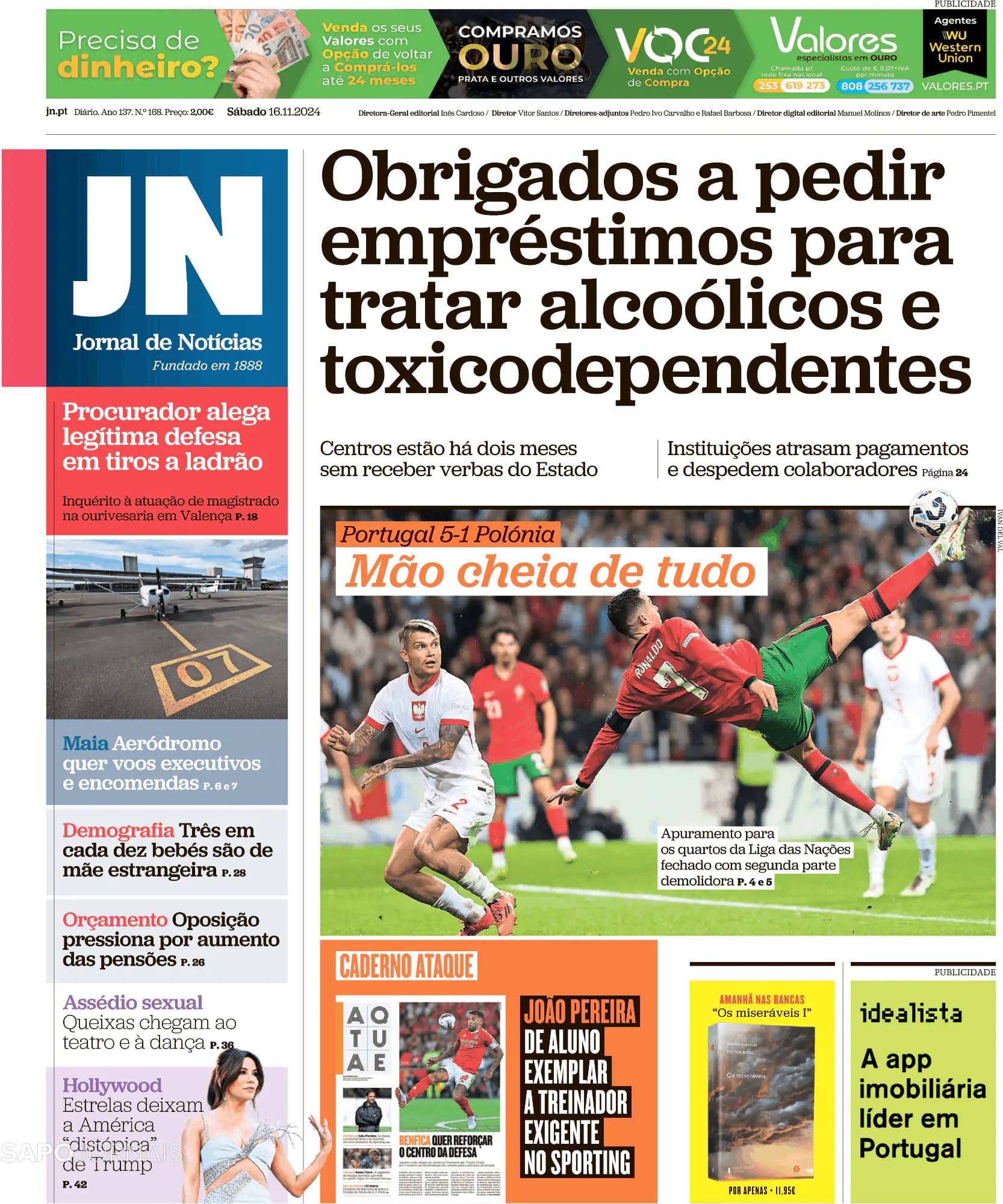 Capa Jornal de Notícias