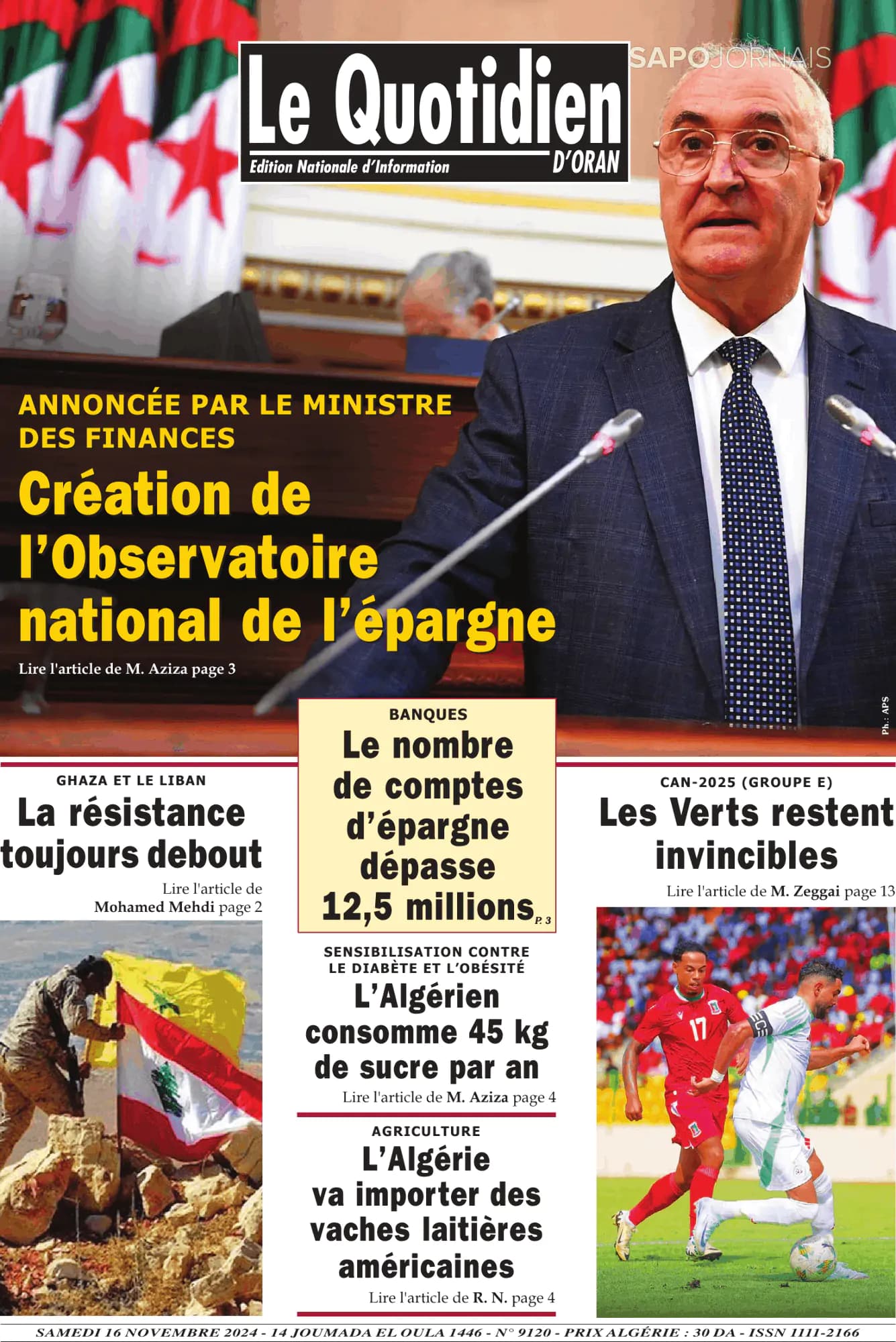 Capa Le Quotidien D’Oran