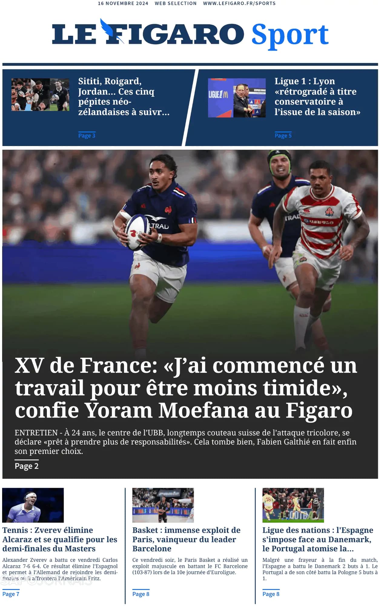 Capa Le Figaro Sport