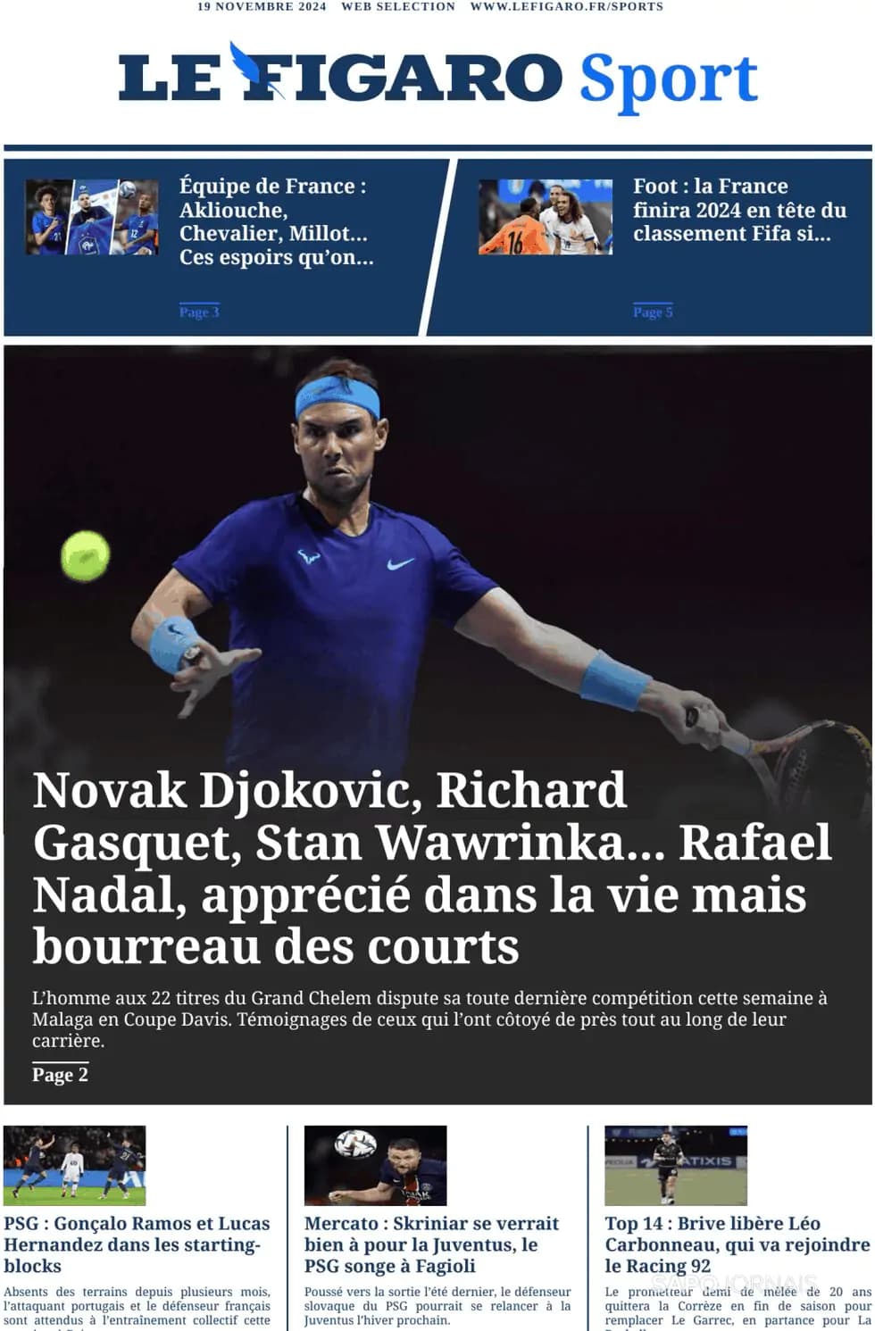 Capa Le Figaro Sport