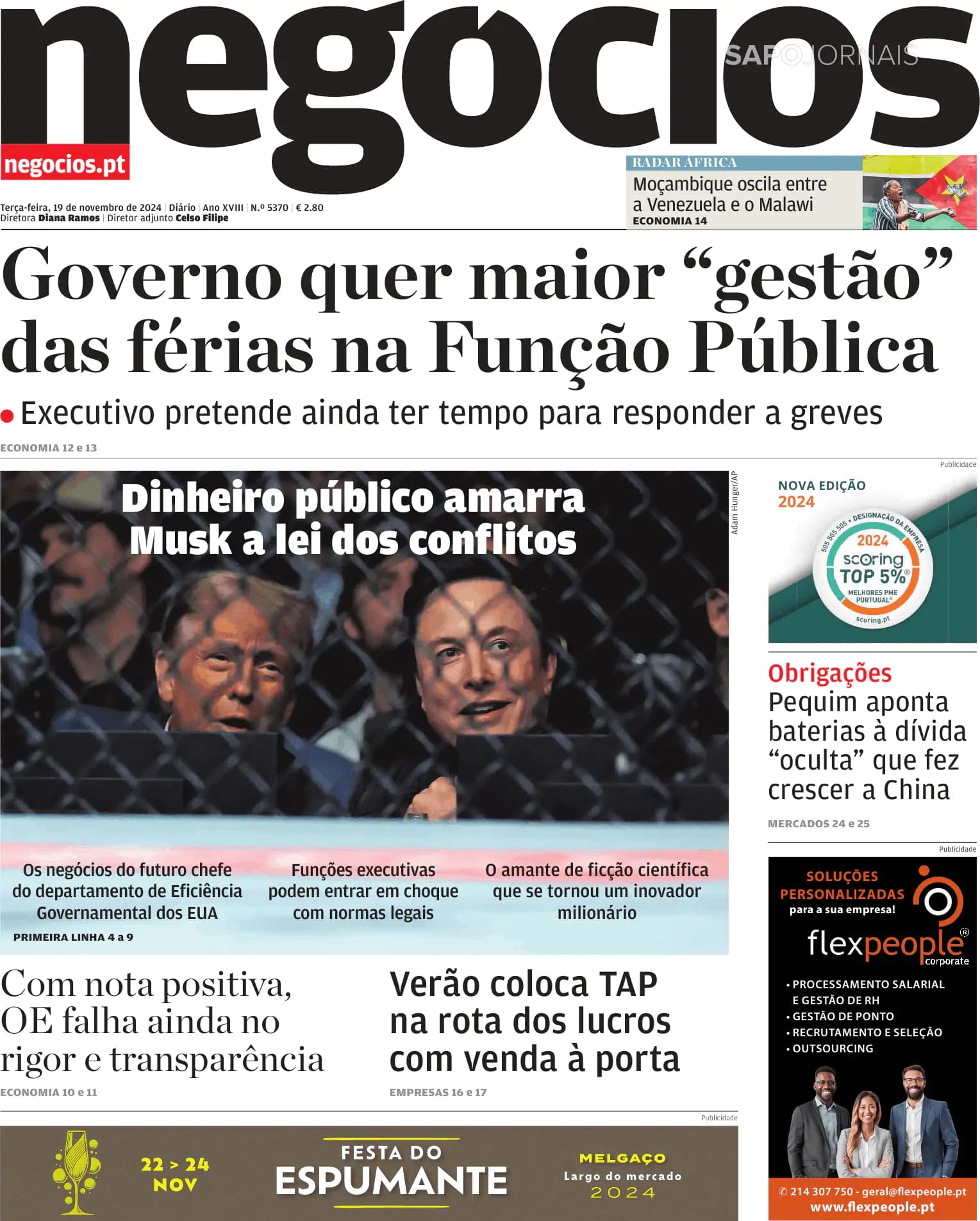 Capa Jornal de Negócios