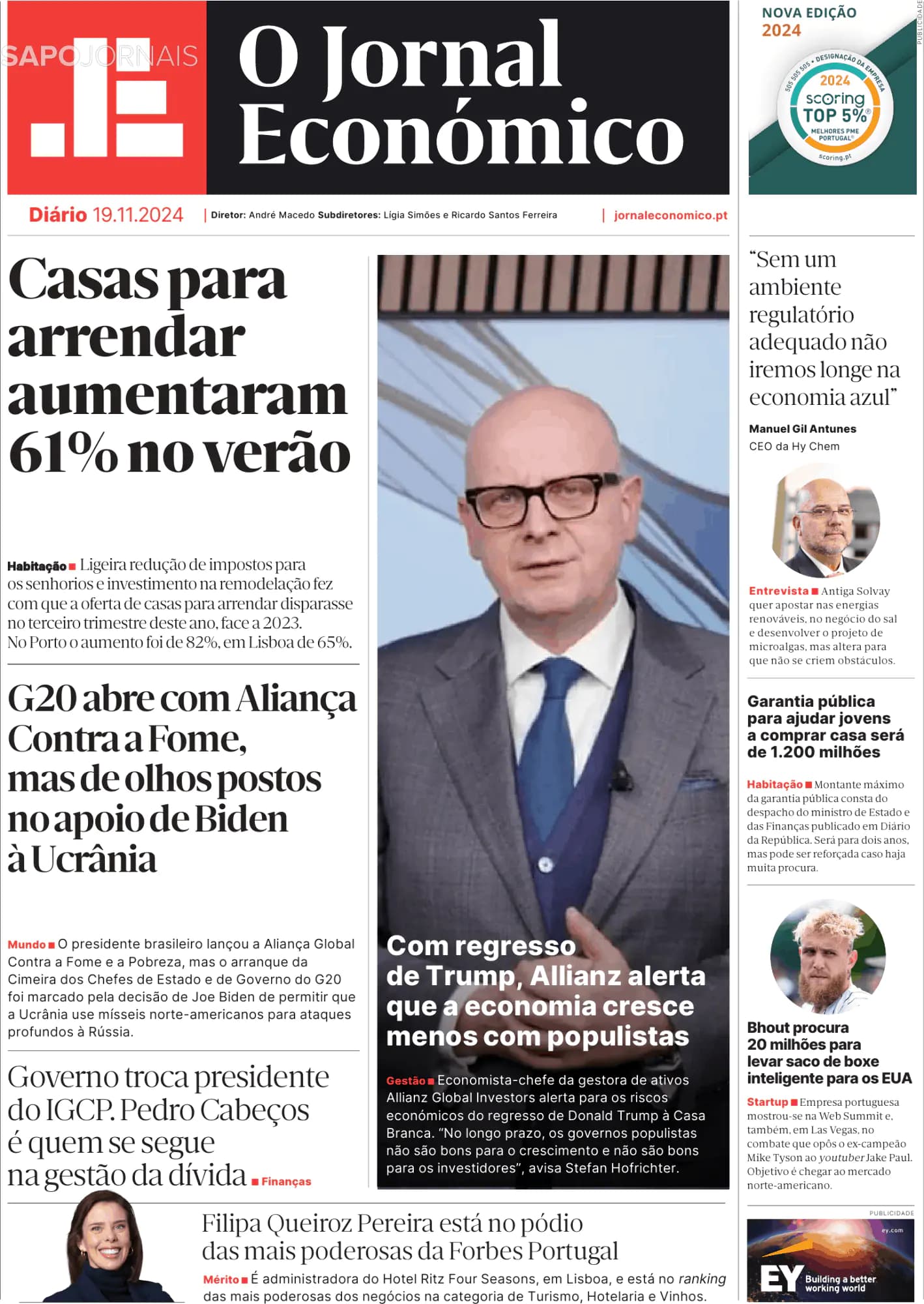 Capa O Jornal Económico