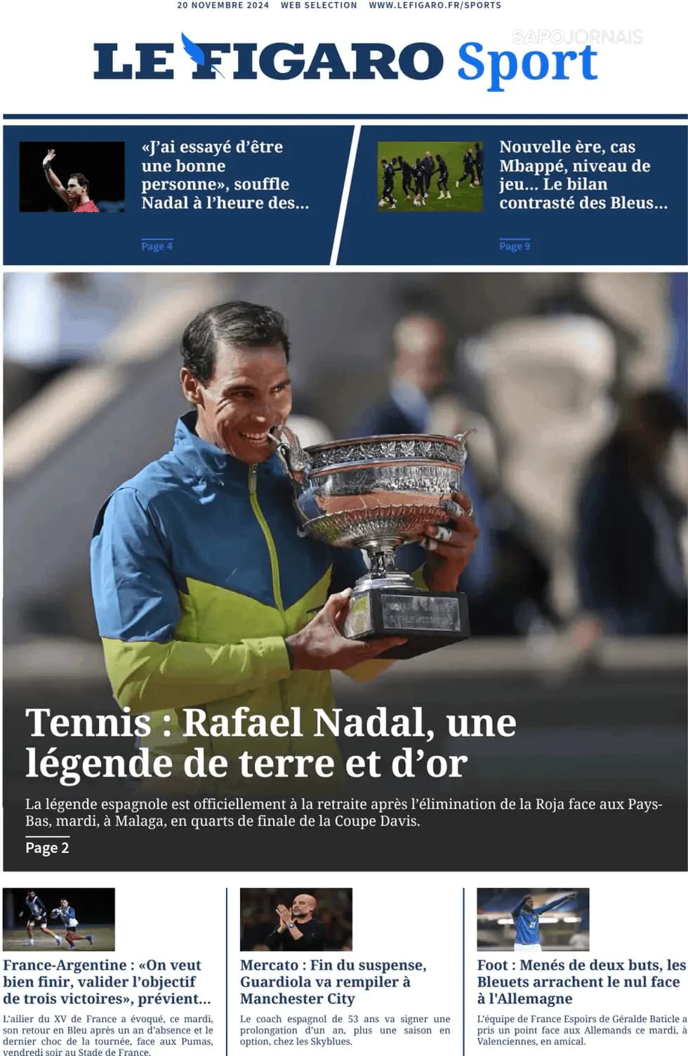 Capa Le Figaro Sport